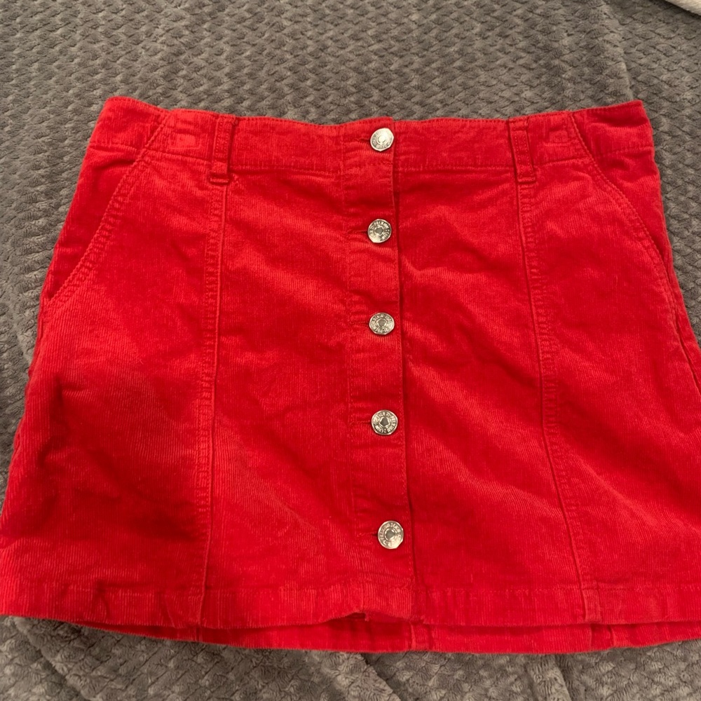 Red forever21 corduroy skirt